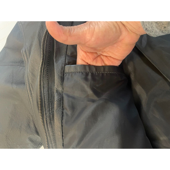 VINTAGE Phase 2 Leather Jacket Mens XL Black Bomber Riding Motorcycle Phase 2 - Picture 12 of 13